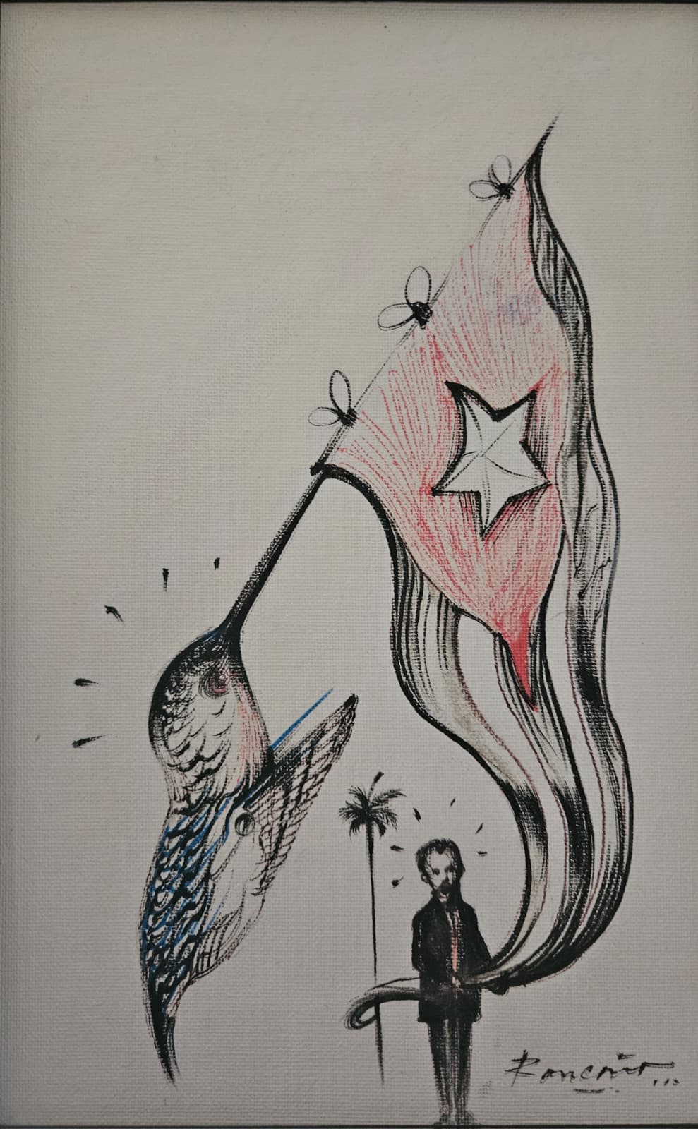 Marti ,colibri y bandera